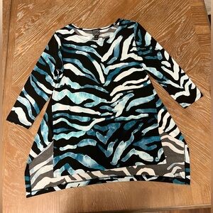 CLARA SUNWOO Zebra Print Tunic - Black and Blue